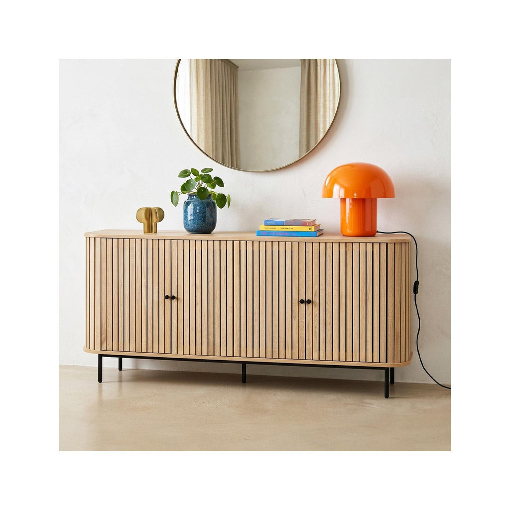 Solna - Buffet 3 Portes Rainurées Couleur Chêne L160xH78 cm - Bois Clair