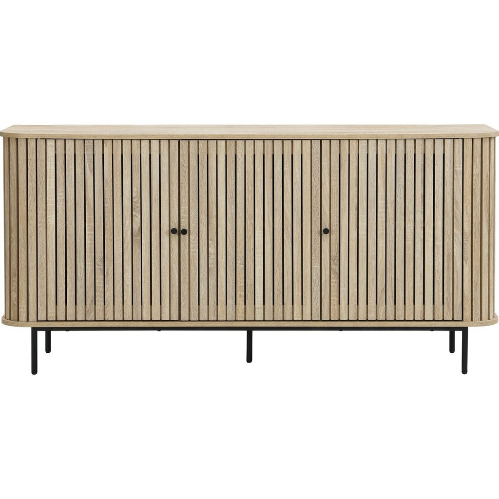 Solna - Buffet 3 Portes Rainurées Couleur Chêne L160xH78 cm - Bois Clair