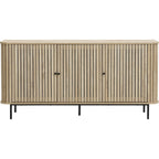 Solna - Buffet 3 Portes Rainurées Couleur Chêne L160xH78 cm - Bois Clair