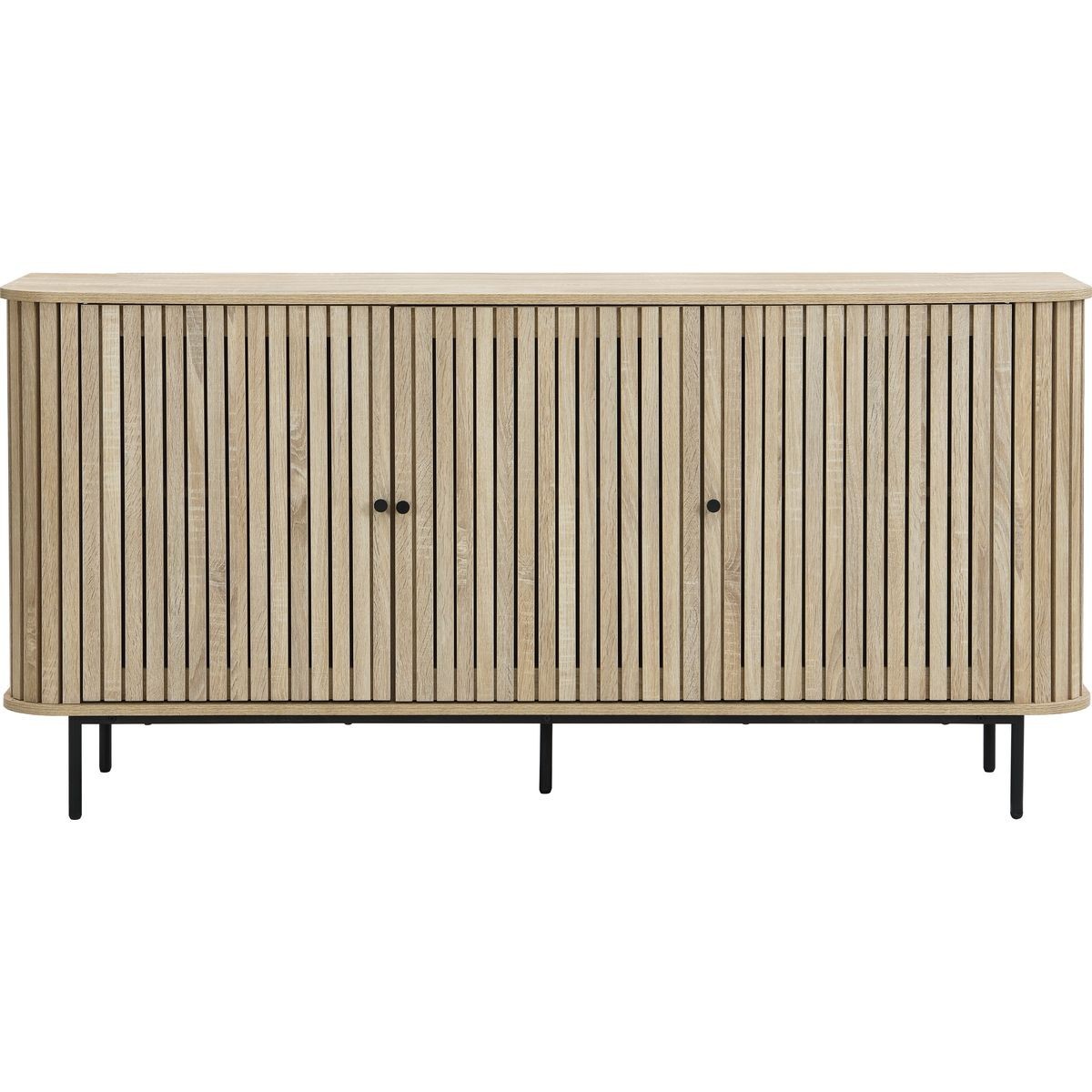 Solna - Buffet 3 Portes Rainurées Couleur Chêne L160xH78 cm - Bois Clair