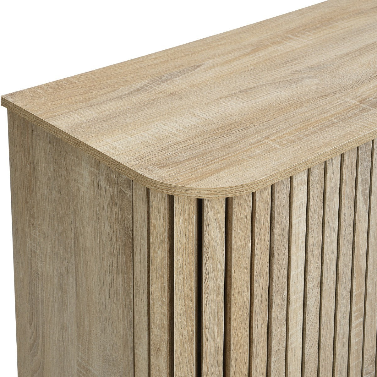 Solna - Buffet 3 Portes Rainurées Couleur Chêne L160xH78 cm - Bois Clair