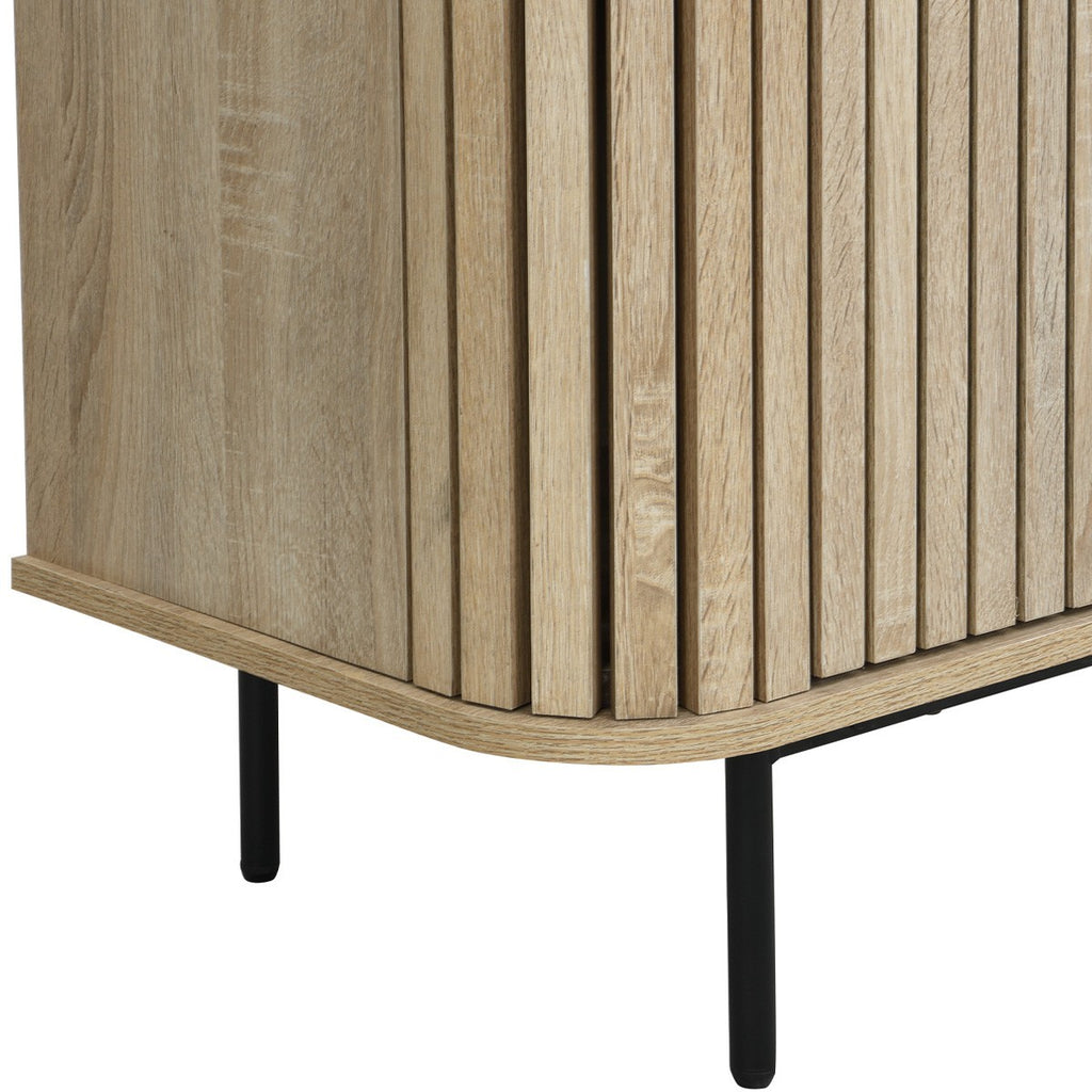 Solna - Buffet 3 Portes Rainurées Couleur Chêne L160xH78 cm - Bois Clair