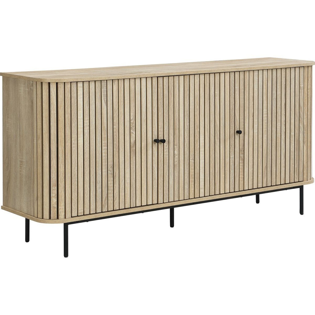 Solna - Buffet 3 Portes Rainurées Couleur Chêne L160xH78 cm - Bois Clair