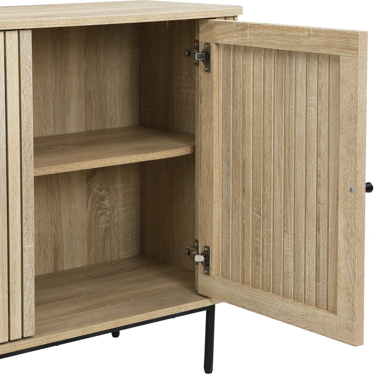 Solna - Buffet 3 Portes Rainurées Couleur Chêne L160xH78 cm - Bois Clair