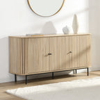 Solna - Buffet 3 Portes Rainurées Couleur Chêne L160xH78 cm - Bois Clair