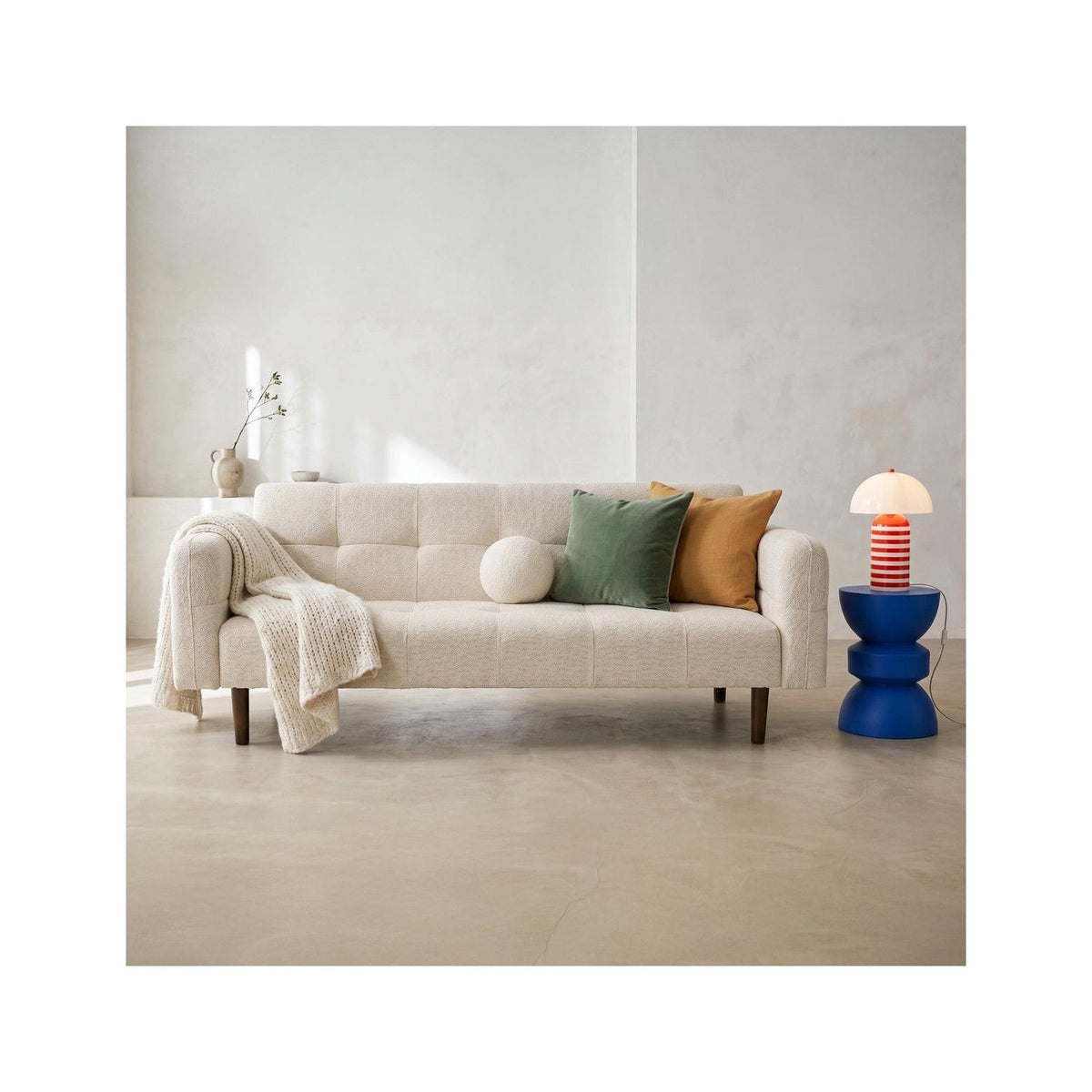 Pavia - Canapé Convertible 3 Places en Tissu Chenille - Beige