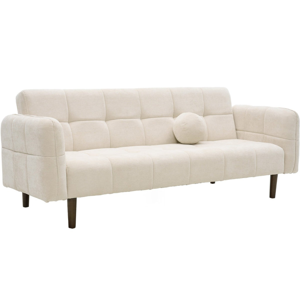 Pavia - Canapé Convertible 3 Places en Tissu Chenille - Beige