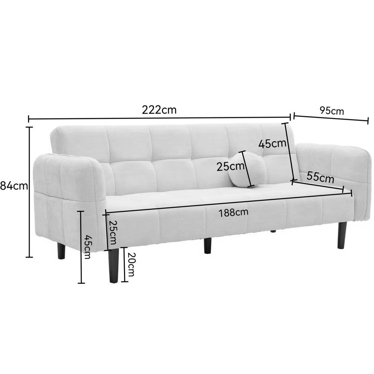 Pavia - Canapé Convertible 3 Places en Tissu Chenille - Bronze