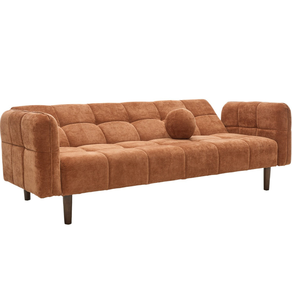 Pavia - Canapé Convertible 3 Places en Tissu Chenille - Terracotta