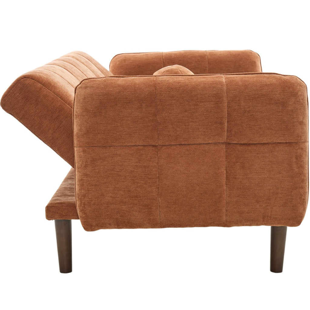 Pavia - Canapé Convertible 3 Places en Tissu Chenille - Terracotta