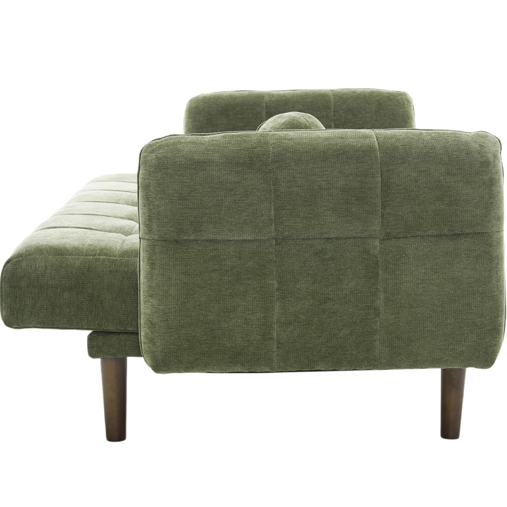 Pavia - Canapé Convertible 3 Places en Tissu Chenille - Vert Olive