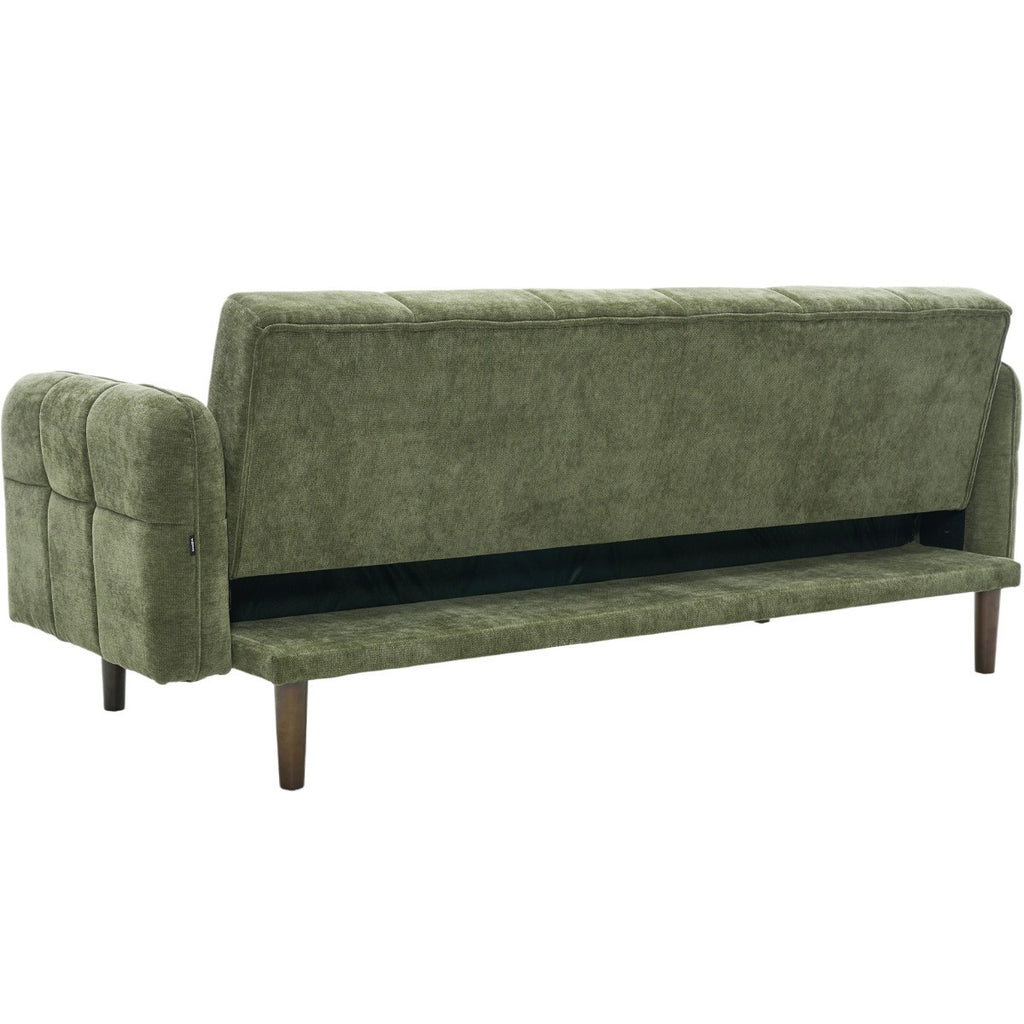 Pavia - Canapé Convertible 3 Places en Tissu Chenille - Vert Olive