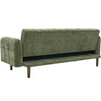 Pavia - Canapé Convertible 3 Places en Tissu Chenille - Vert Olive