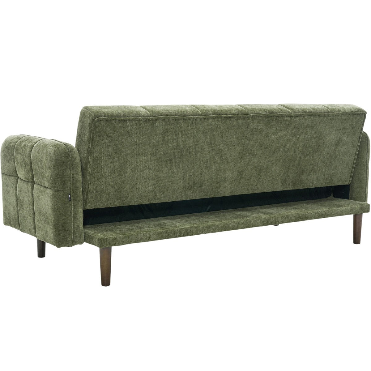 Pavia - Canapé Convertible 3 Places en Tissu Chenille - Vert Olive