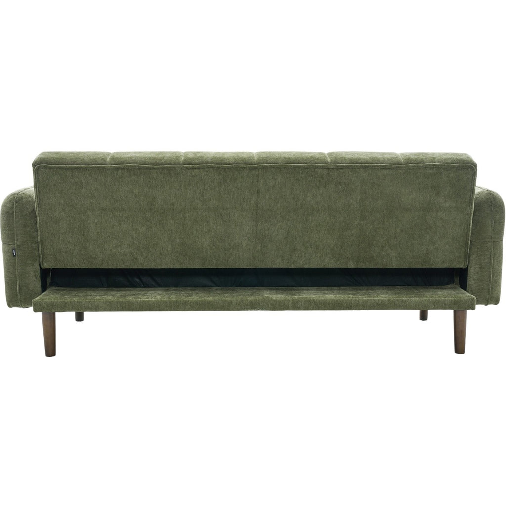Pavia - Canapé Convertible 3 Places en Tissu Chenille - Vert Olive