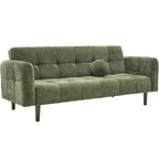 Pavia - Canapé Convertible 3 Places en Tissu Chenille - Vert Olive