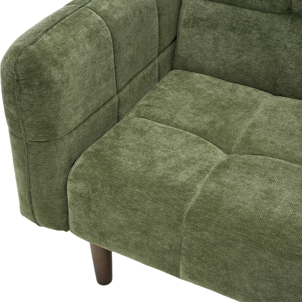 Pavia - Canapé Convertible 3 Places en Tissu Chenille - Vert Olive