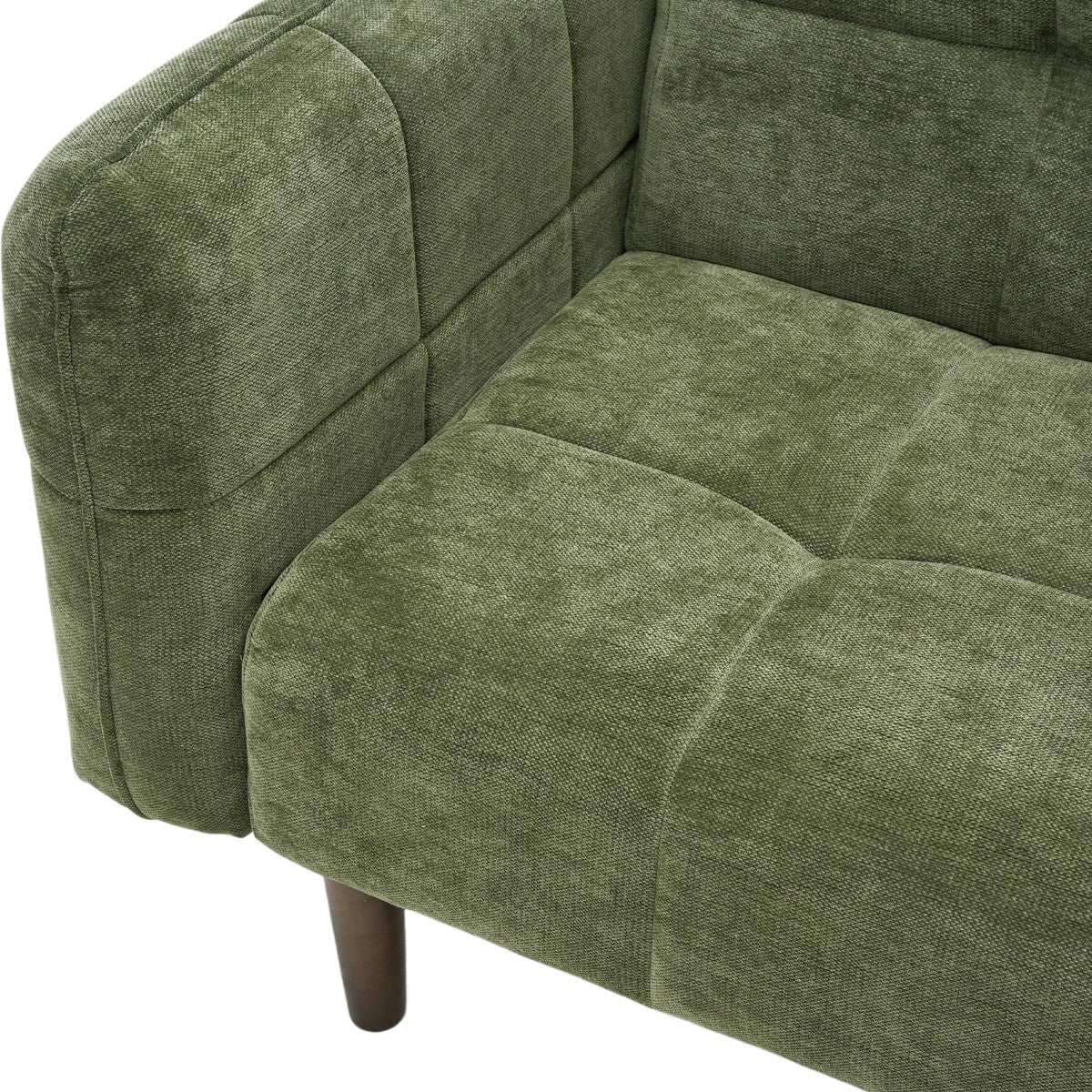 Pavia - Canapé Convertible 3 Places en Tissu Chenille - Vert Olive