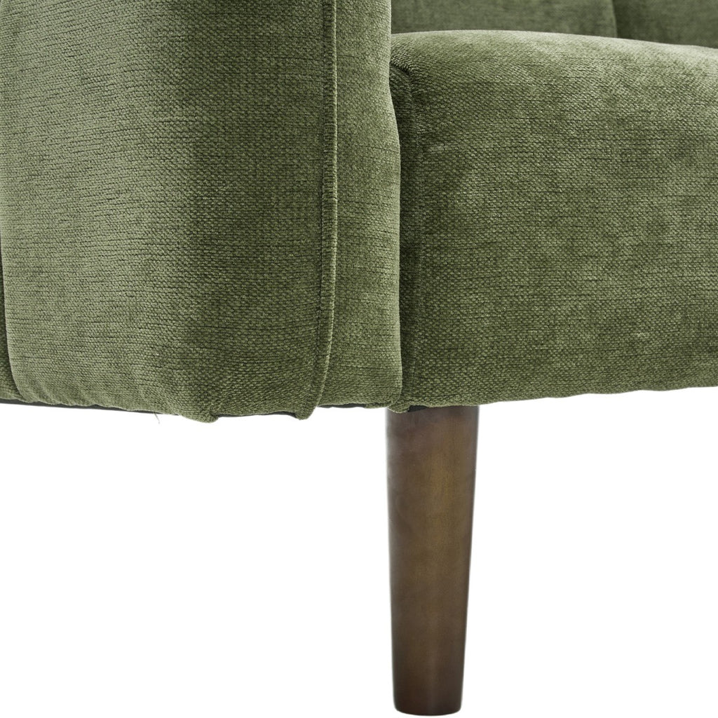 Pavia - Canapé Convertible 3 Places en Tissu Chenille - Vert Olive