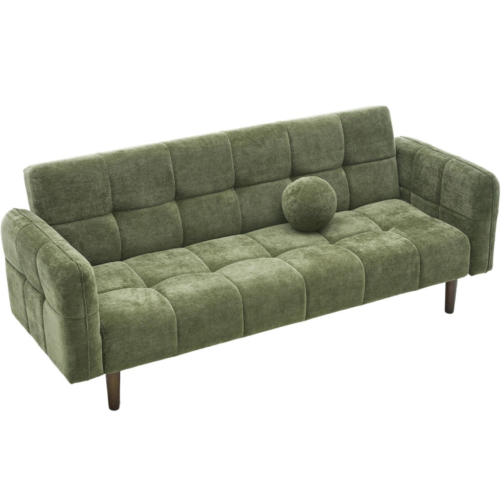 Pavia - Canapé Convertible 3 Places en Tissu Chenille - Vert Olive
