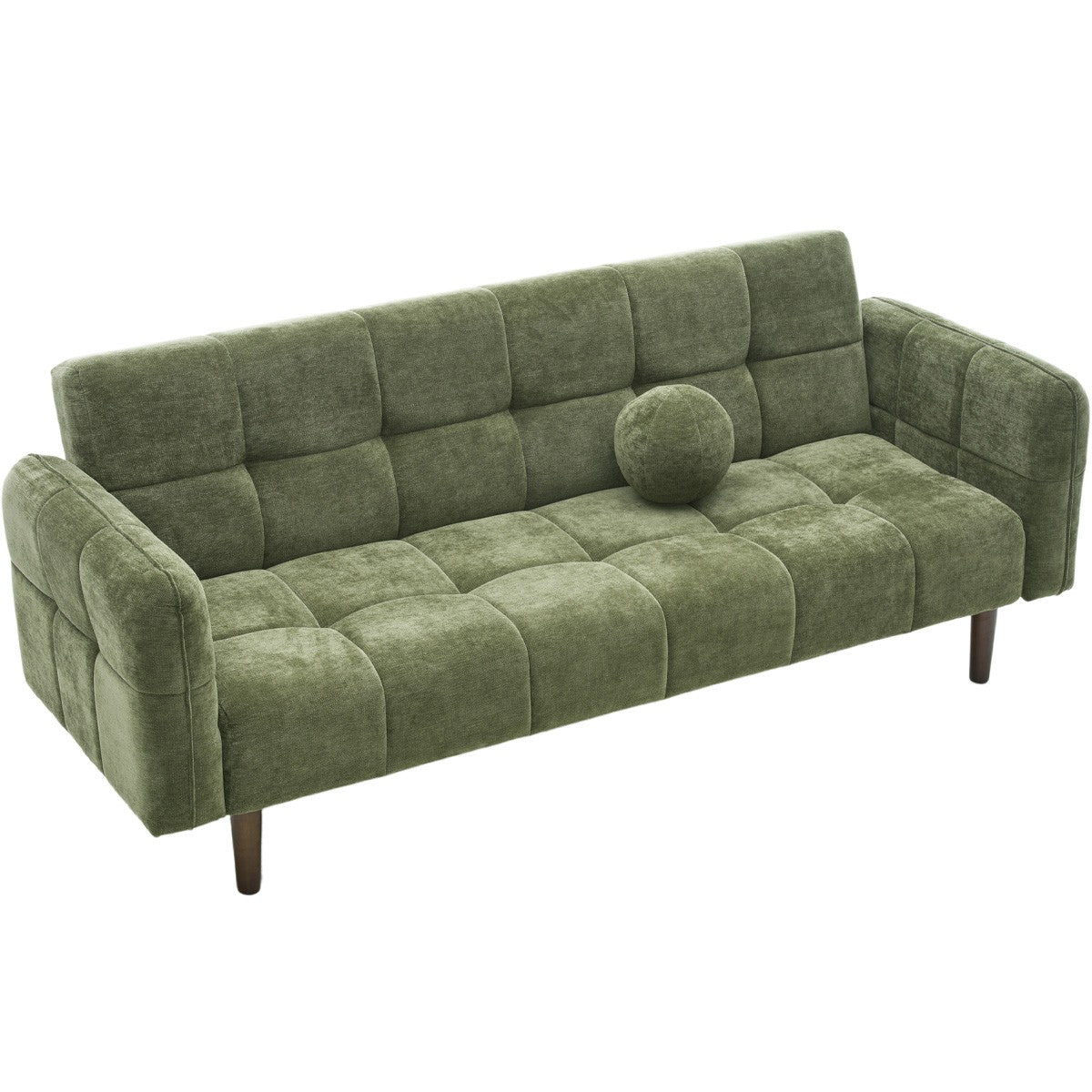 Pavia - Canapé Convertible 3 Places en Tissu Chenille - Vert Olive