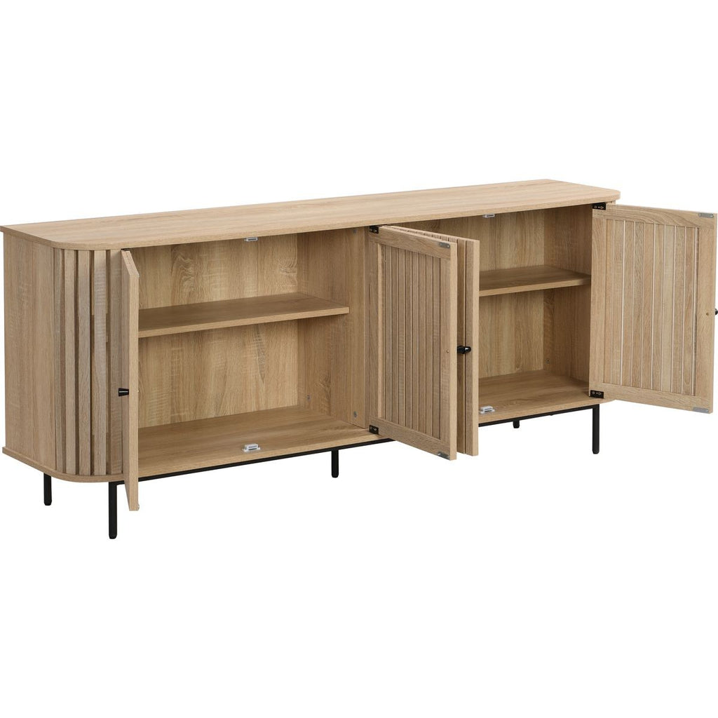 Solna - Buffet 4 Portes Couleur Chêne 168 cm - Bois