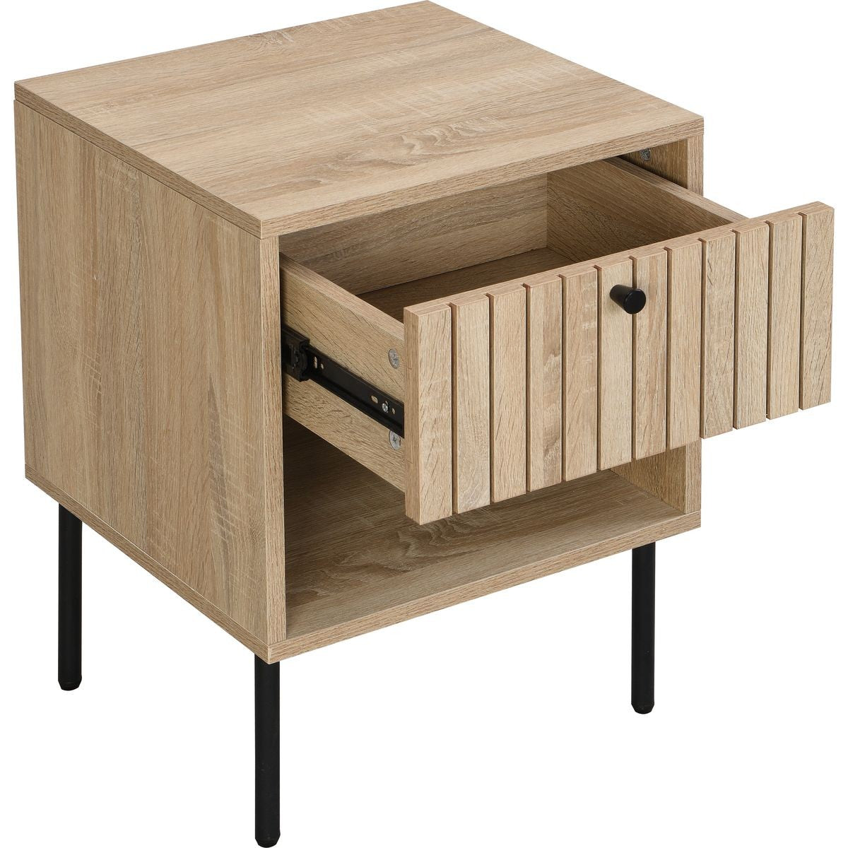 Solna - Table de Chevet 1 Tiroir Couleur Chêne 40 cm - Bois
