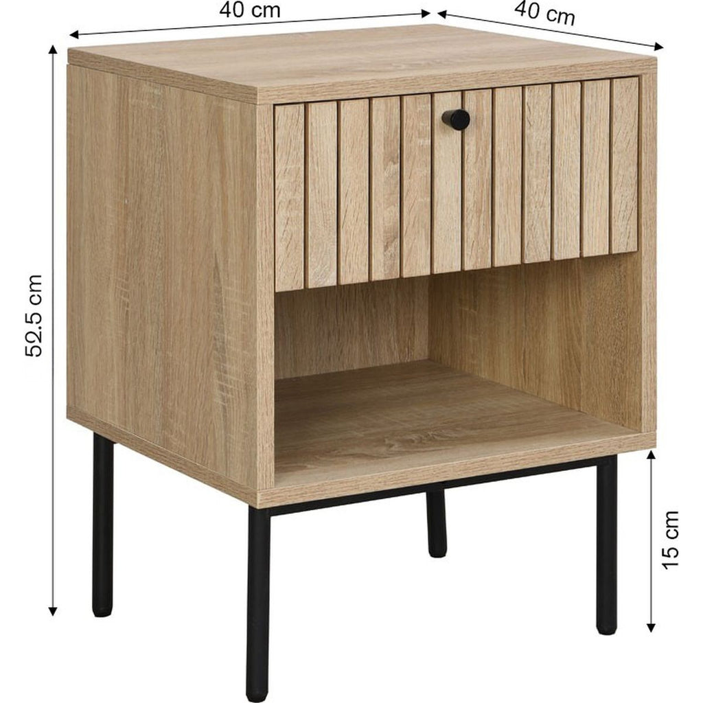 Solna - Table de Chevet 1 Tiroir Couleur Chêne 40 cm - Bois