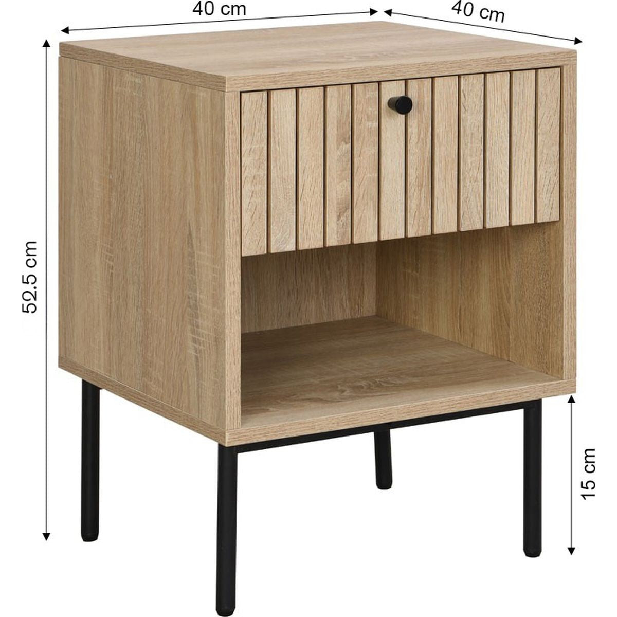 Solna - Table de Chevet 1 Tiroir Couleur Chêne 40 cm - Bois