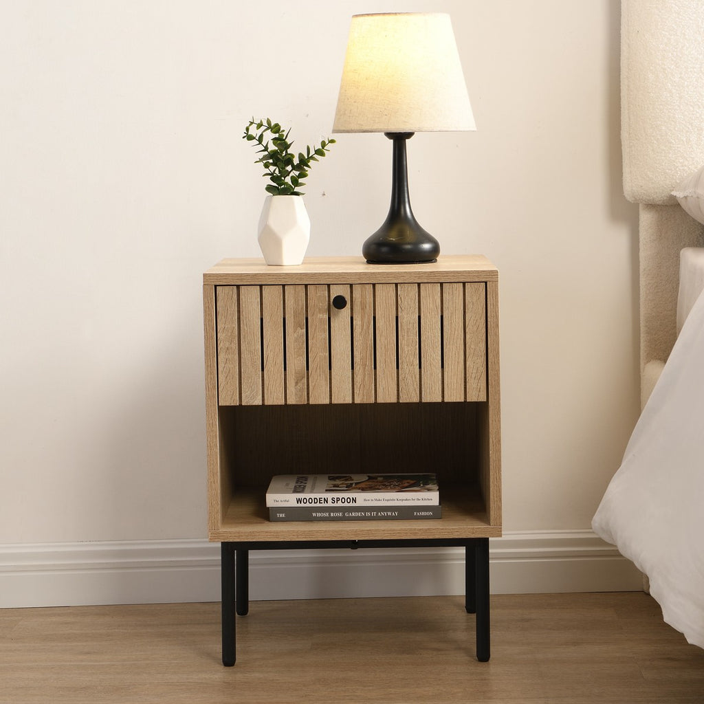 Solna - Table de Chevet 1 Tiroir Couleur Chêne 40 cm - Bois