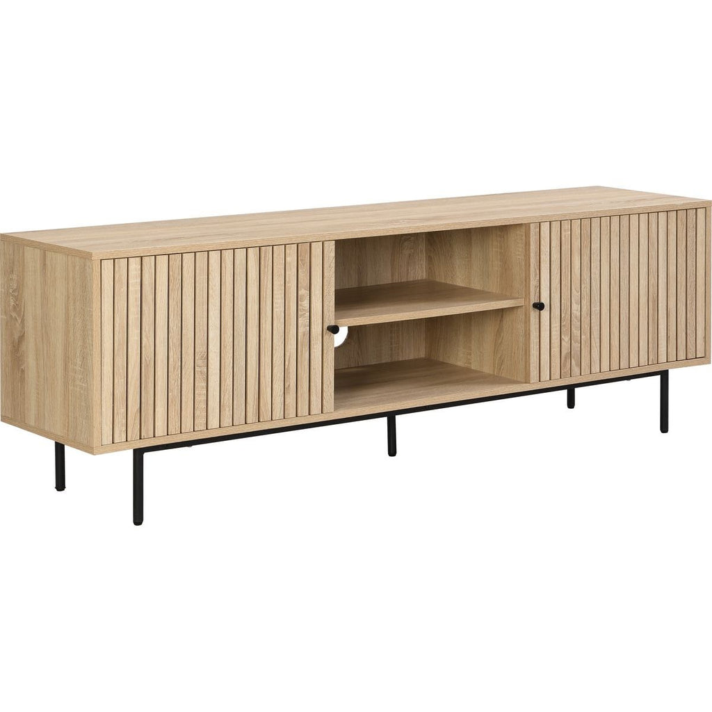 Solna - Meuble TV 2 Portes Couleur Chêne 160 cm - Bois