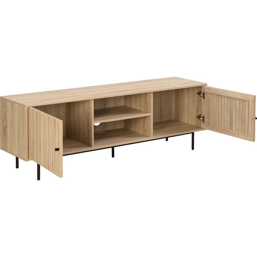 Solna - Meuble TV 2 Portes Couleur Chêne 160 cm - Bois