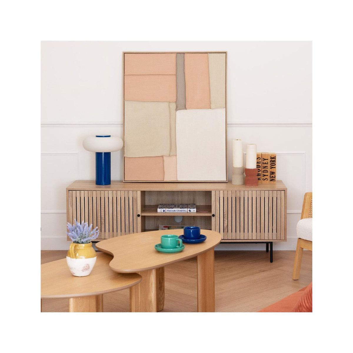 Solna - Meuble TV 2 Portes Couleur Chêne 160 cm - Bois