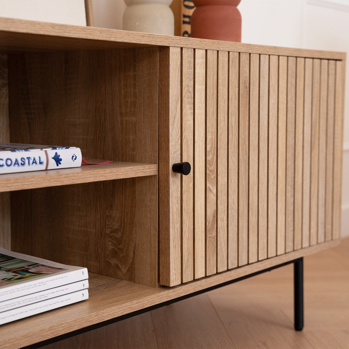 Solna - Meuble TV 2 Portes Couleur Chêne 160 cm - Bois