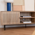Solna - Meuble TV 2 Portes Couleur Chêne 160 cm - Bois