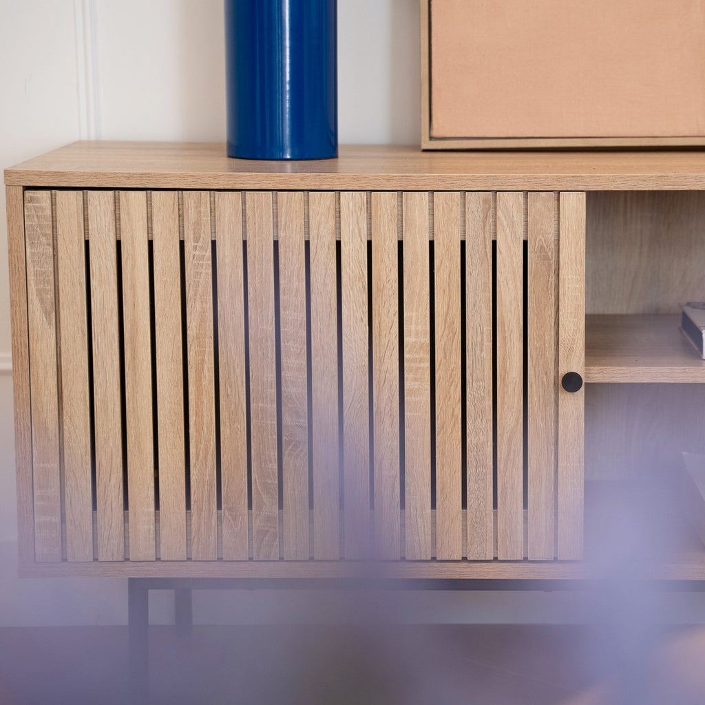 Solna - Meuble TV 2 Portes Couleur Chêne 160 cm - Bois