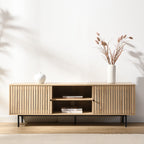 Solna - Meuble TV 2 Portes Couleur Chêne 160 cm - Bois