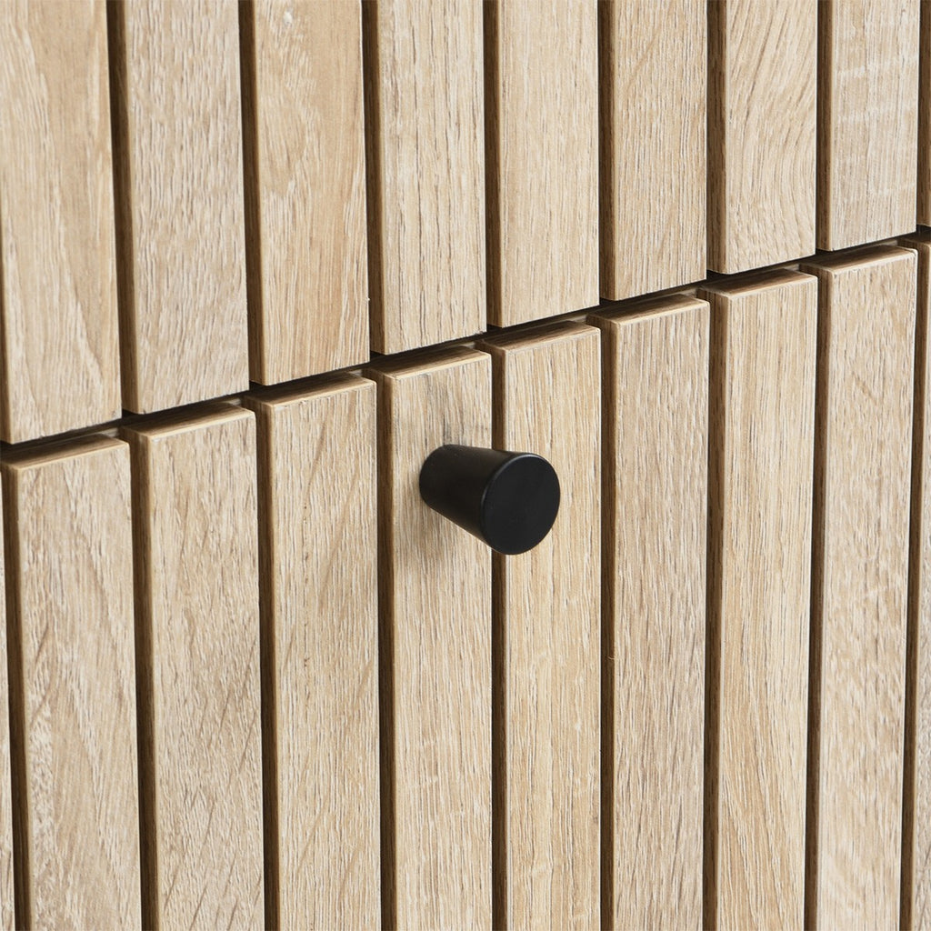 Solna - Table de Chevet 2 Tiroirs Rainurés Couleur Chêne L50xH55 cm - Bois Clair