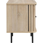 Solna - Table de Chevet 2 Tiroirs Rainurés Couleur Chêne L50xH55 cm - Bois Clair