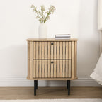Solna - Table de Chevet 2 Tiroirs Rainurés Couleur Chêne L50xH55 cm - Bois Clair