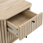 Solna - Table de Chevet 2 Tiroirs Rainurés Couleur Chêne L50xH55 cm - Bois Clair