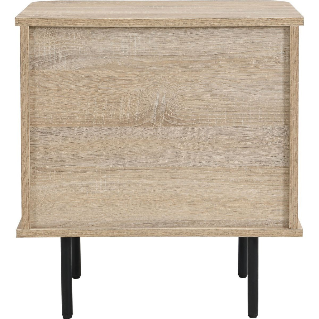 Solna - Table de Chevet 2 Tiroirs Rainurés Couleur Chêne L50xH55 cm - Bois Clair