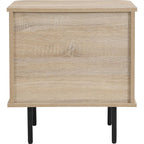 Solna - Table de Chevet 2 Tiroirs Rainurés Couleur Chêne L50xH55 cm - Bois Clair