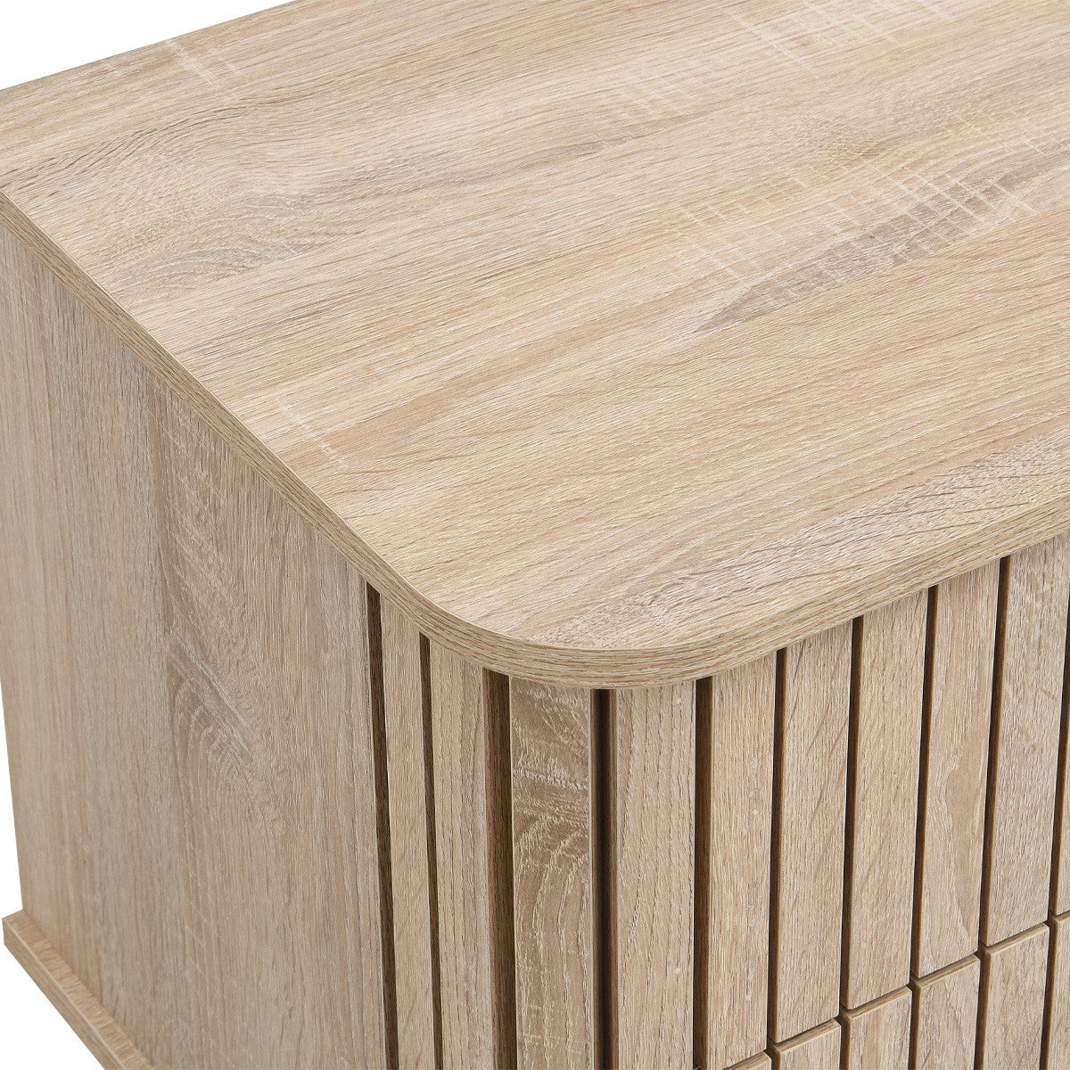 Solna - Table de Chevet 2 Tiroirs Rainurés Couleur Chêne L50xH55 cm - Bois Clair