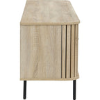 Solna - Meuble TV 2 Portes Rainurées Couleur Chêne L160xH55 cm - Bois Clair