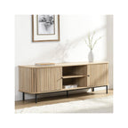 Solna - Meuble TV 2 Portes Rainurées Couleur Chêne L160xH55 cm - Bois Clair