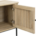 Solna - Meuble TV 2 Portes Rainurées Couleur Chêne L160xH55 cm - Bois Clair