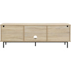 Solna - Meuble TV 2 Portes Rainurées Couleur Chêne L160xH55 cm - Bois Clair