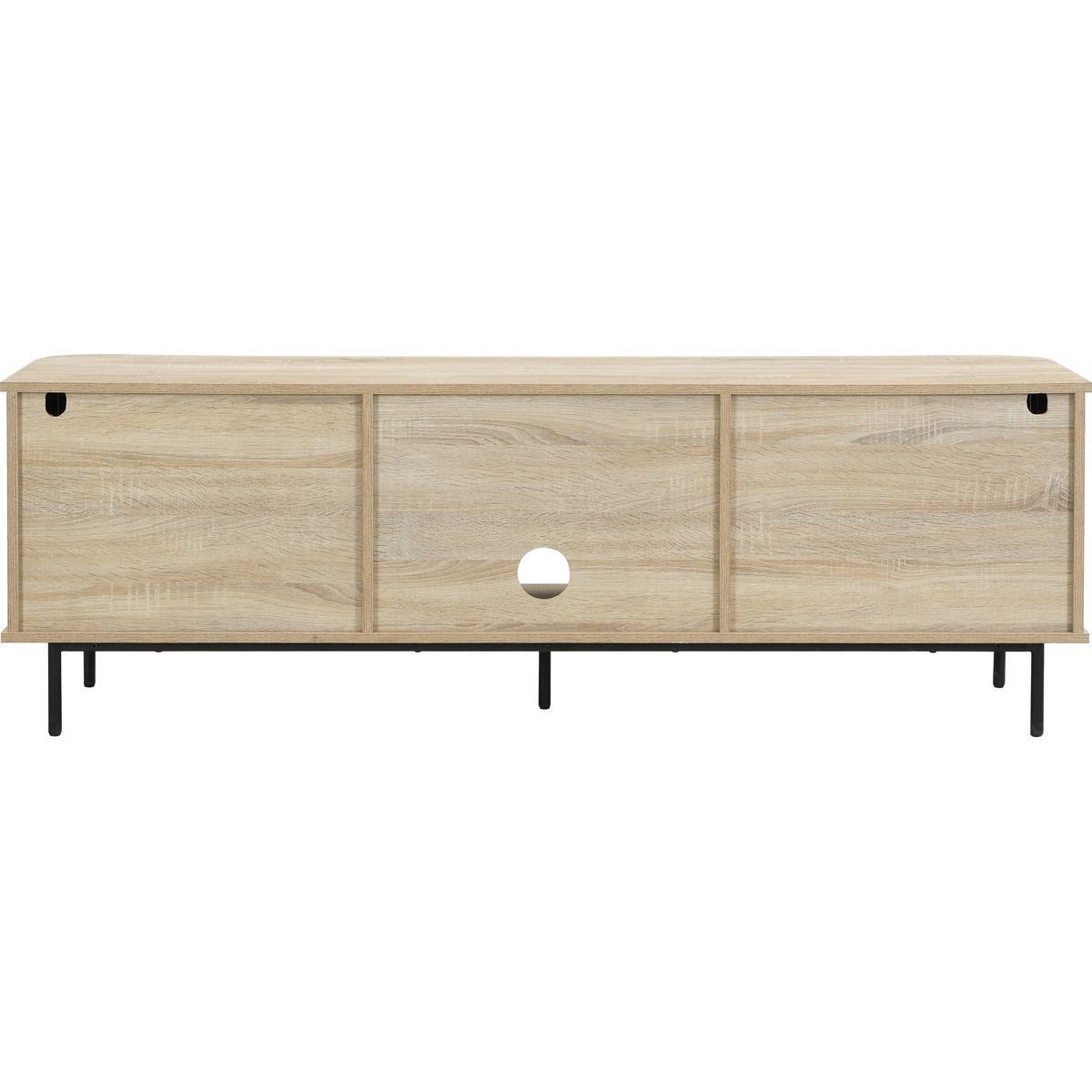 Solna - Meuble TV 2 Portes Rainurées Couleur Chêne L160xH55 cm - Bois Clair