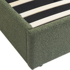 Suzon - Lit Coffre Adulte avec Tête de Lit Matelassée en Tissu Bouclé - Vert